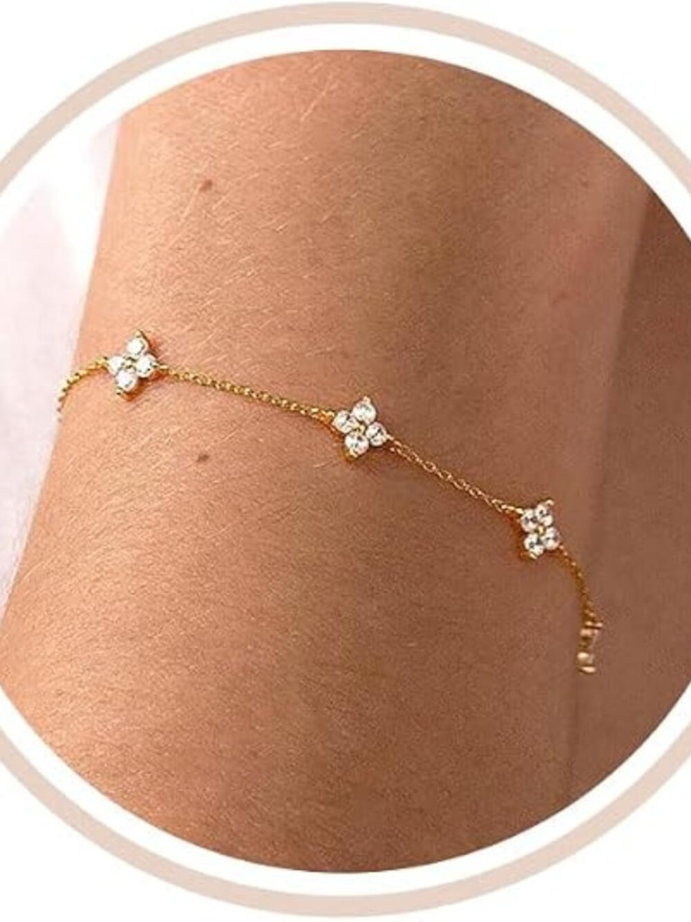Gold Bracelets for Women Non Tarnish 14K Gold Plated Clover Bracelet